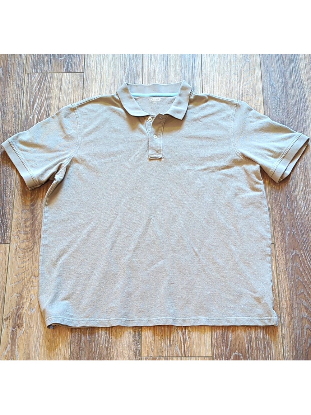 Lands' End Men’s Solid Gray Cotton Knit Polo Short Sleeve Traditional Fit XL